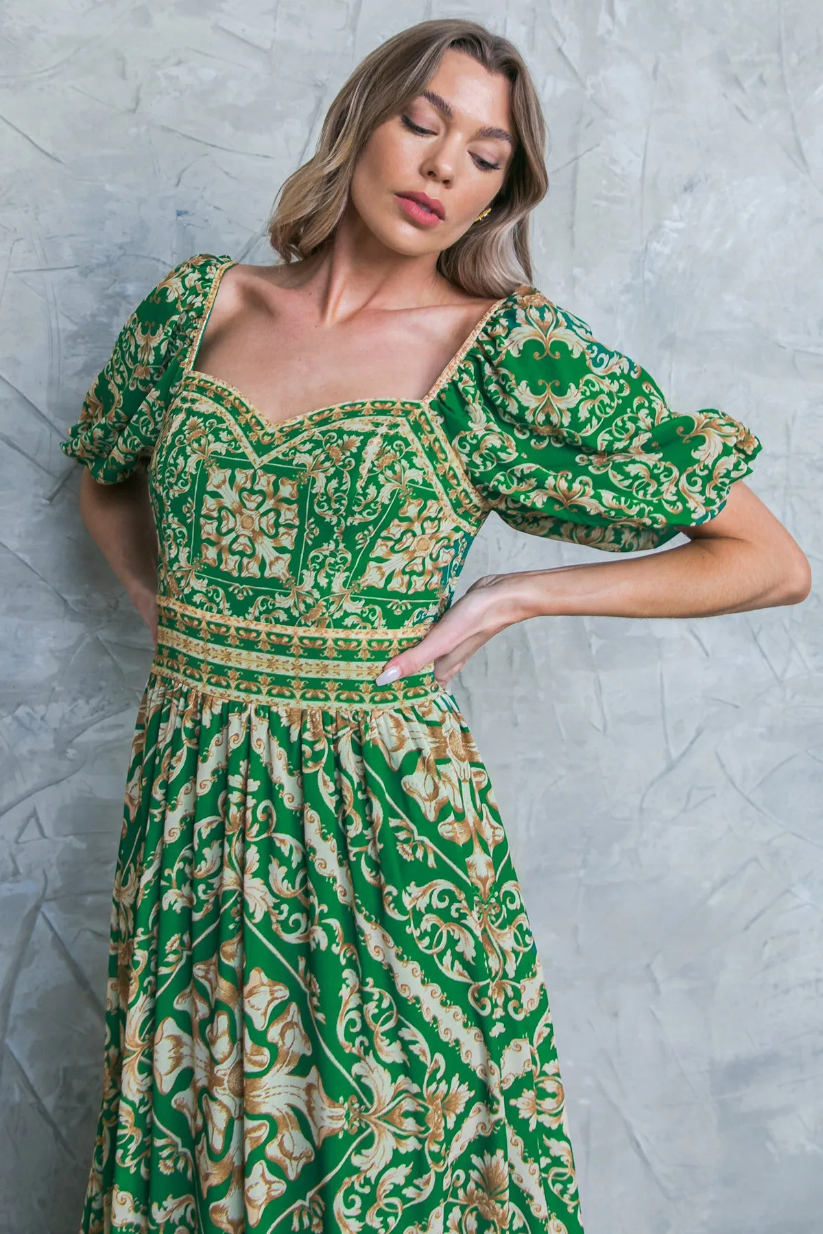 ALWAYS BEAUTIFUL FLORAL WOVEN MIDI DRESS