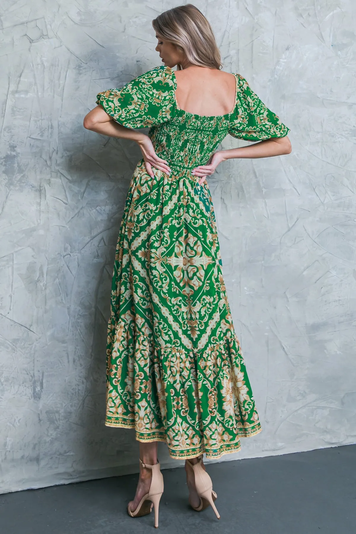 ALWAYS BEAUTIFUL FLORAL WOVEN MIDI DRESS