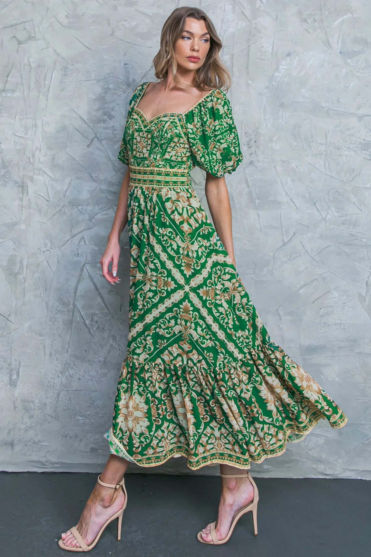ALWAYS BEAUTIFUL FLORAL WOVEN MIDI DRESS